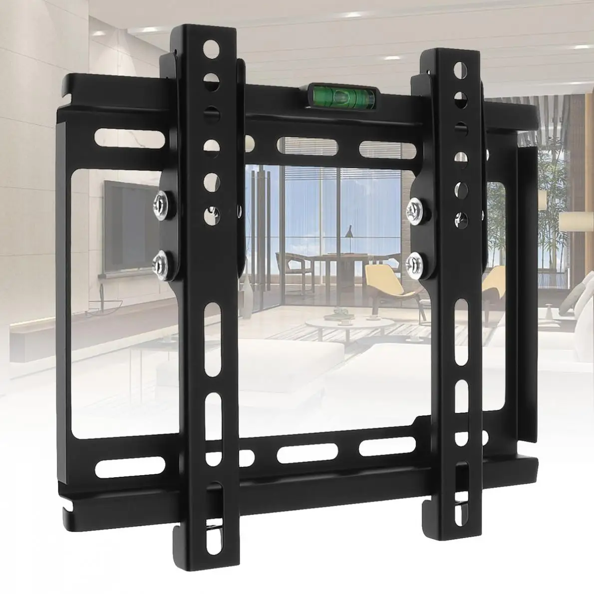 Adjustable TV Wall Mount Mounts Bracket Flat Panel Support 10 Degrees Tilt with Level for 12- 37 Inch LCD LED Monitor Flat Pan