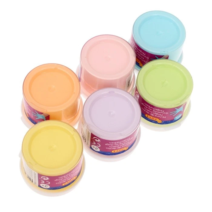 Краски пальчиковые JOVI 6 пастельных цветов по 35 мл картон европодвес 7491436 - купить