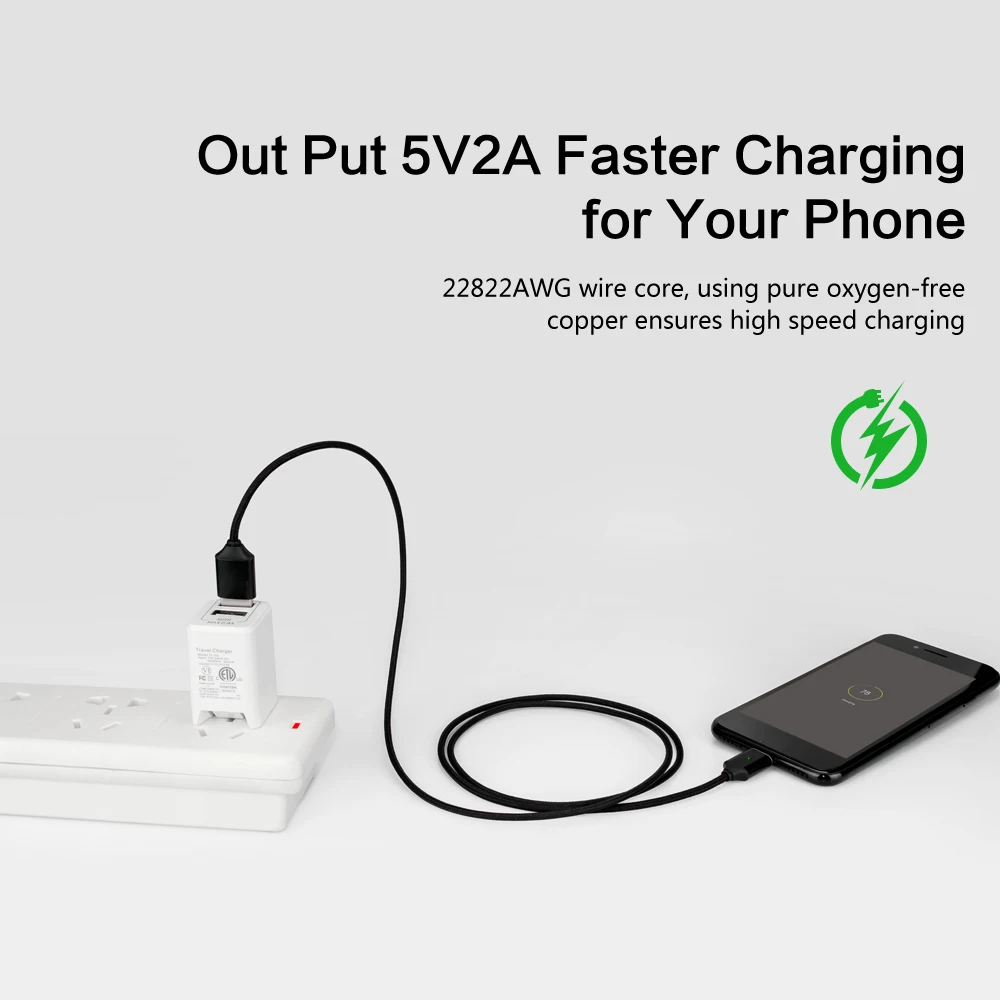 Магнитный нейлоновый Плетеный Micro USB кабель для быстрой зарядки и синхронизации