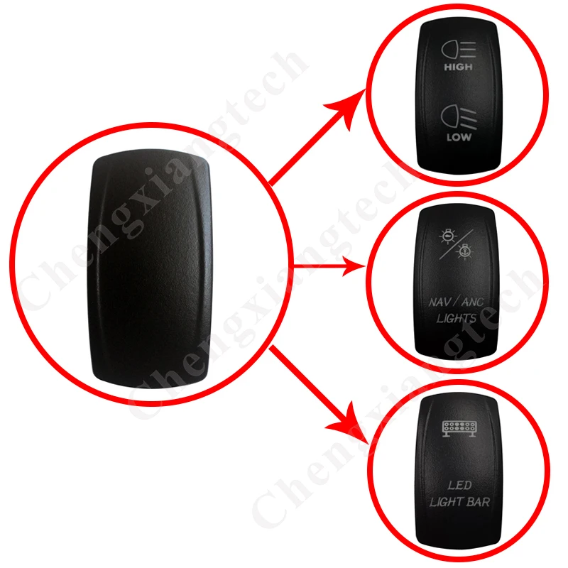 Пустой кулисный переключатель 50 шт./лот, самостоятельное лазерное украшение своими руками для 12 в 24 В DPDT SPST автомобильный лодочный кулисный переключатель