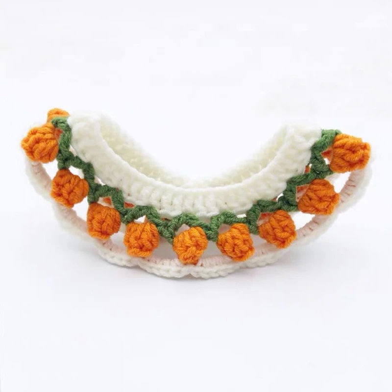 

Handmade DIY Knitting Cat Scarf Lovely Flower Design Cat Pet Necklace Lace up Dog Neckerchief Decorative Accessories ZH828