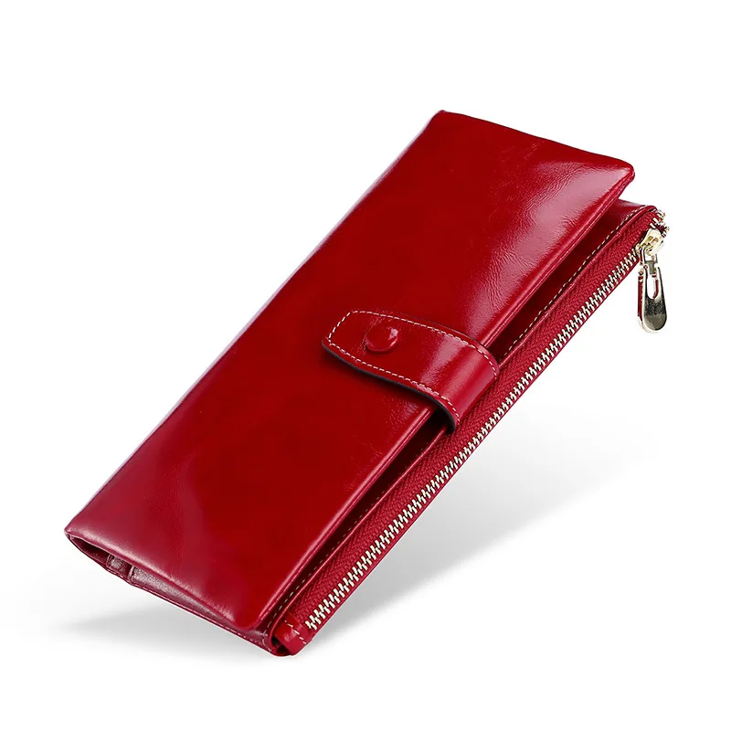 

2021 New Luxury Women's Wallet First Layer Cowhide Business Retro Long Women's Wallet Oily Leather Handbag
