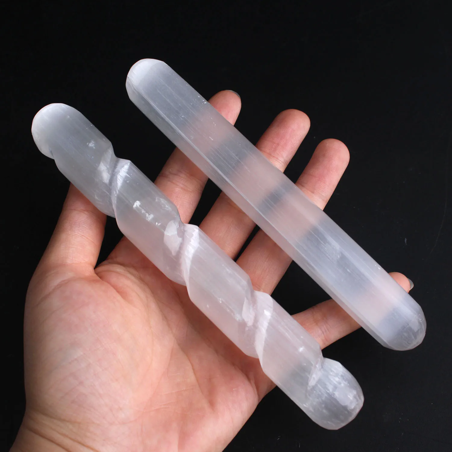 Натуральный прозрачный белый селенит гипс искусственная башня в форме ладони