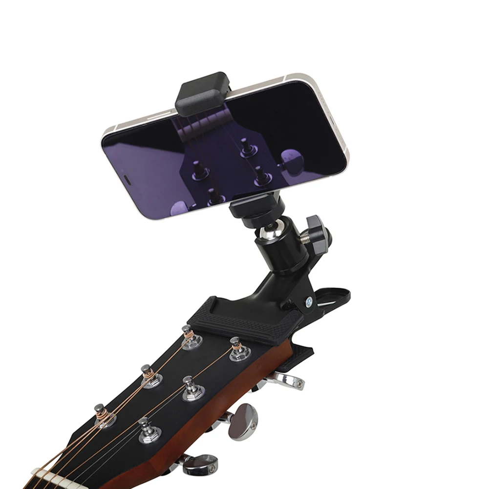 

Guitar Head Clip Mobile Phone Holder Double Hole Rotatable Live Broadcast Bracket Mount Stand Support Music Holder