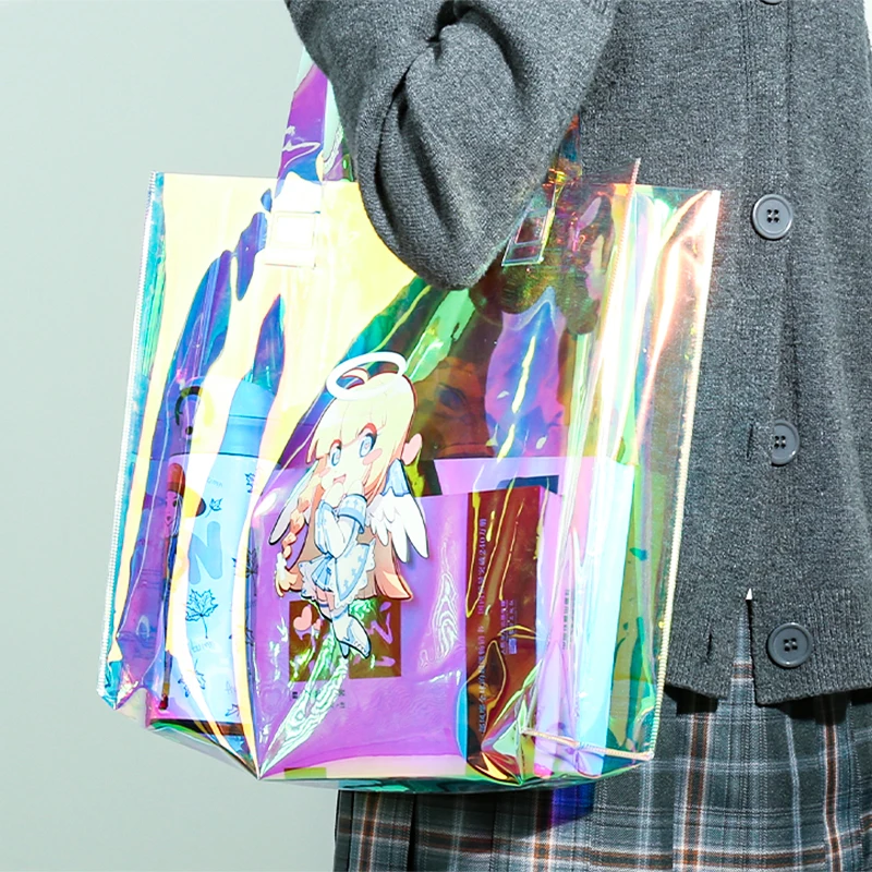 

Cartoon Custom Design Transparent Hologram PVC Tote Bags Waterproof