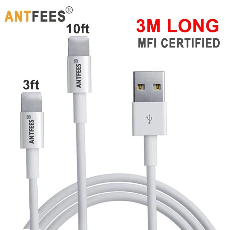 10 футов 3 м длинный зарядный кабель для iPhone 8 Plus 7 6s 5s SE X метра MFI сертифицированный