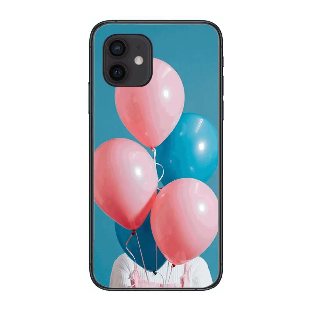 

Beautiful balloon Style Phone Case cover For iphone 12 pro max 11 8 7 6 s XR PLUS X XS SE 2020 mini black cell shell