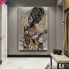 Картина с изображением Африканской черной женщины, абстрактная картина из страз, вышивка стразами девушка на стену, искусство, картинки, на стену Декор