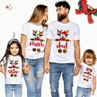 Рождественская семейная одежда для родителей и детей, новинка, популярная модная повседневная футболка с коротким рукавом и изображением оленя, мультяшная мама, папа, дети, малыши