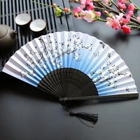 vintage folding hand held flower fan chinese japanese dance party decoration pocket gifts hand fan pattern art craft