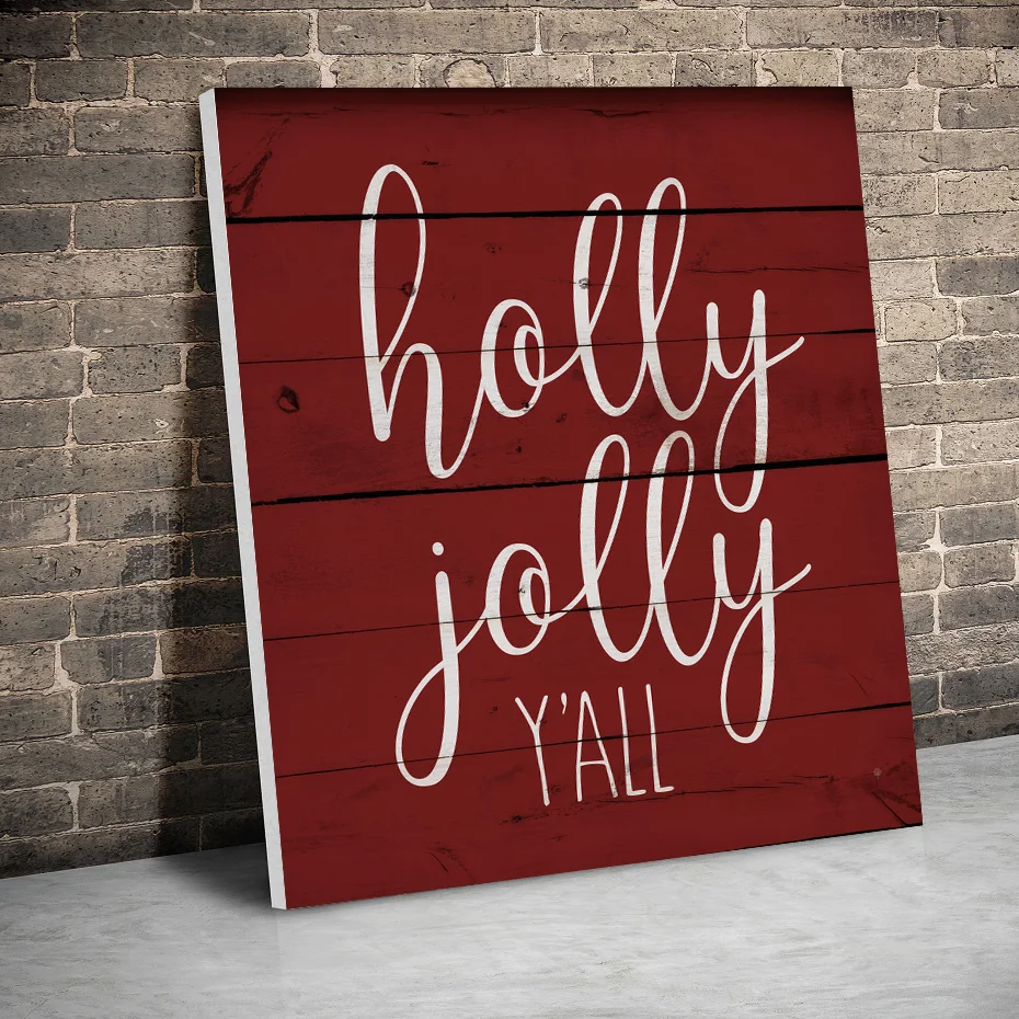 

Wall Art Canvas Painting Red Holly Jolly Yall Christmas Wall Pictures for Living Kids Home Decoration Nordic Retro Poster Prints