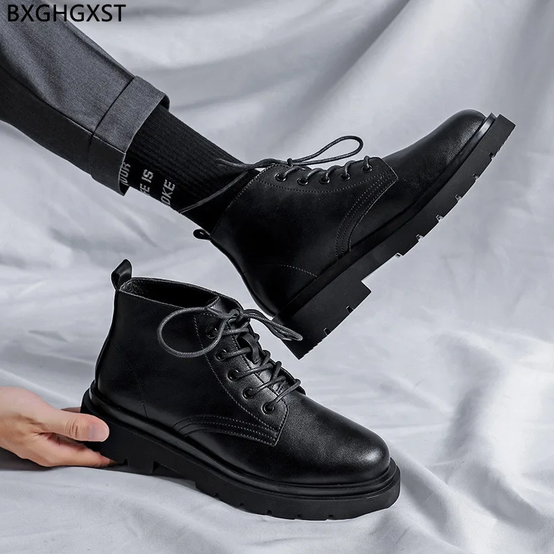 

Ankle Boots for Men Male Leather Casual Shoes Men Winter Boots Men Leather Boots Man Platform Motorcycle Shoes for Man 2022