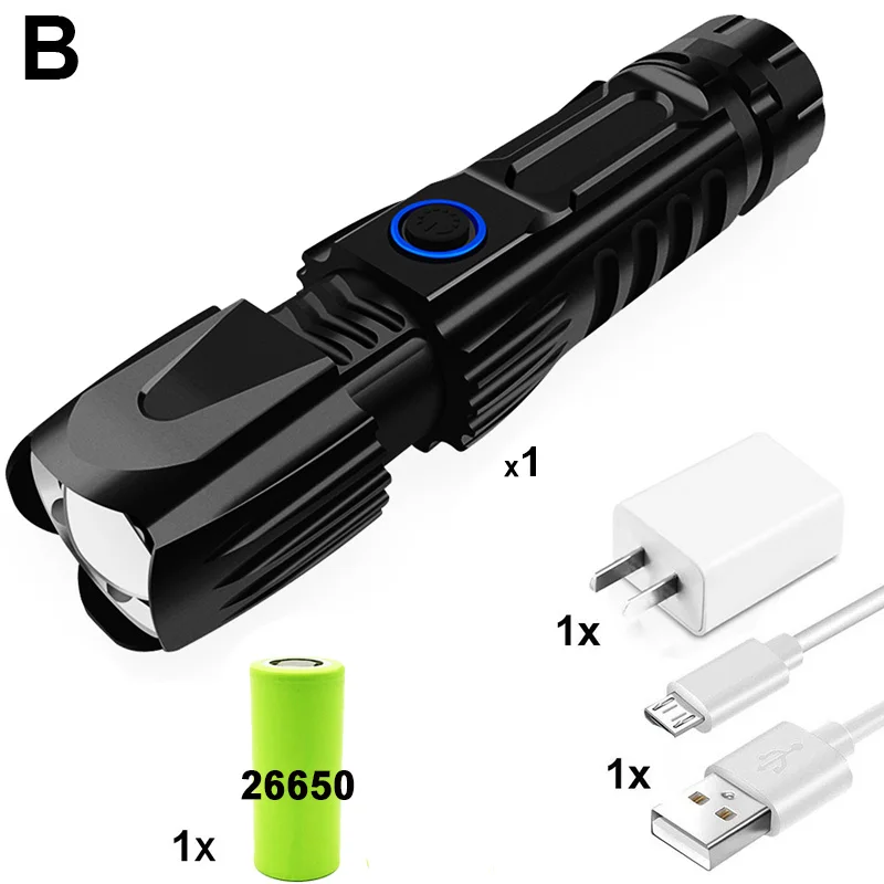 Option B ZK20 дропшиппинг светодиодный фонарик XHP90 масштабируемый USB Перезаряжаемый тактический фонарь 26650 батарея водонепроницаемая лампа с молотком Безопасности - Испускаемый цвет: Option B