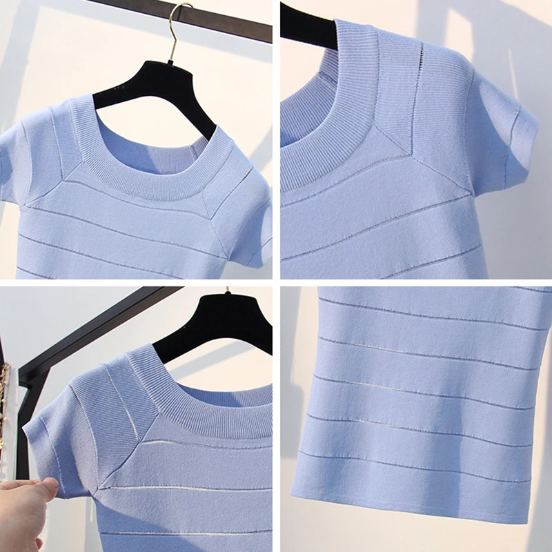 2020 летние трикотажные футболки с круглым вырезом и коротким рукавом женские