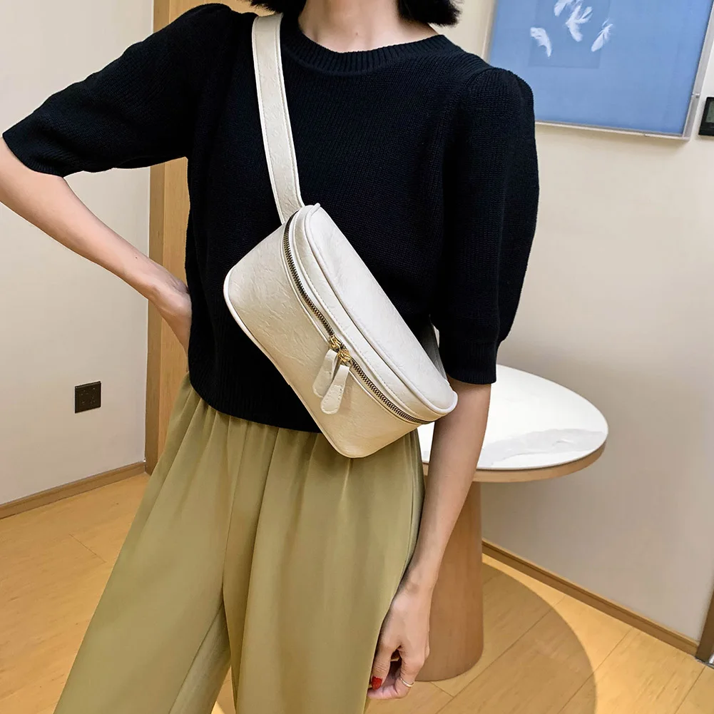 Модная однотонная нагрудная сумка женские Поясные Сумки из искусственной кожи