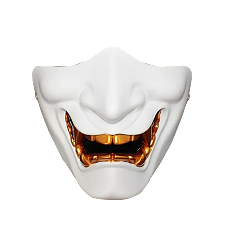 Mask Game Half Face Oni Halloween Cosplay Evil Demon Kabuki Samurai Dress Up | Дом и сад