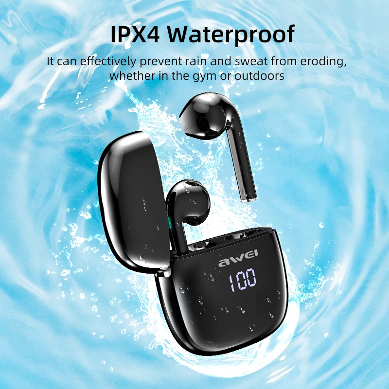 

AWEI TWS T28P TWS LED Display Earphones With Microphone Bluetooth Earbuds Bass For iPhone & Andriod Low Latency For Gaming TV