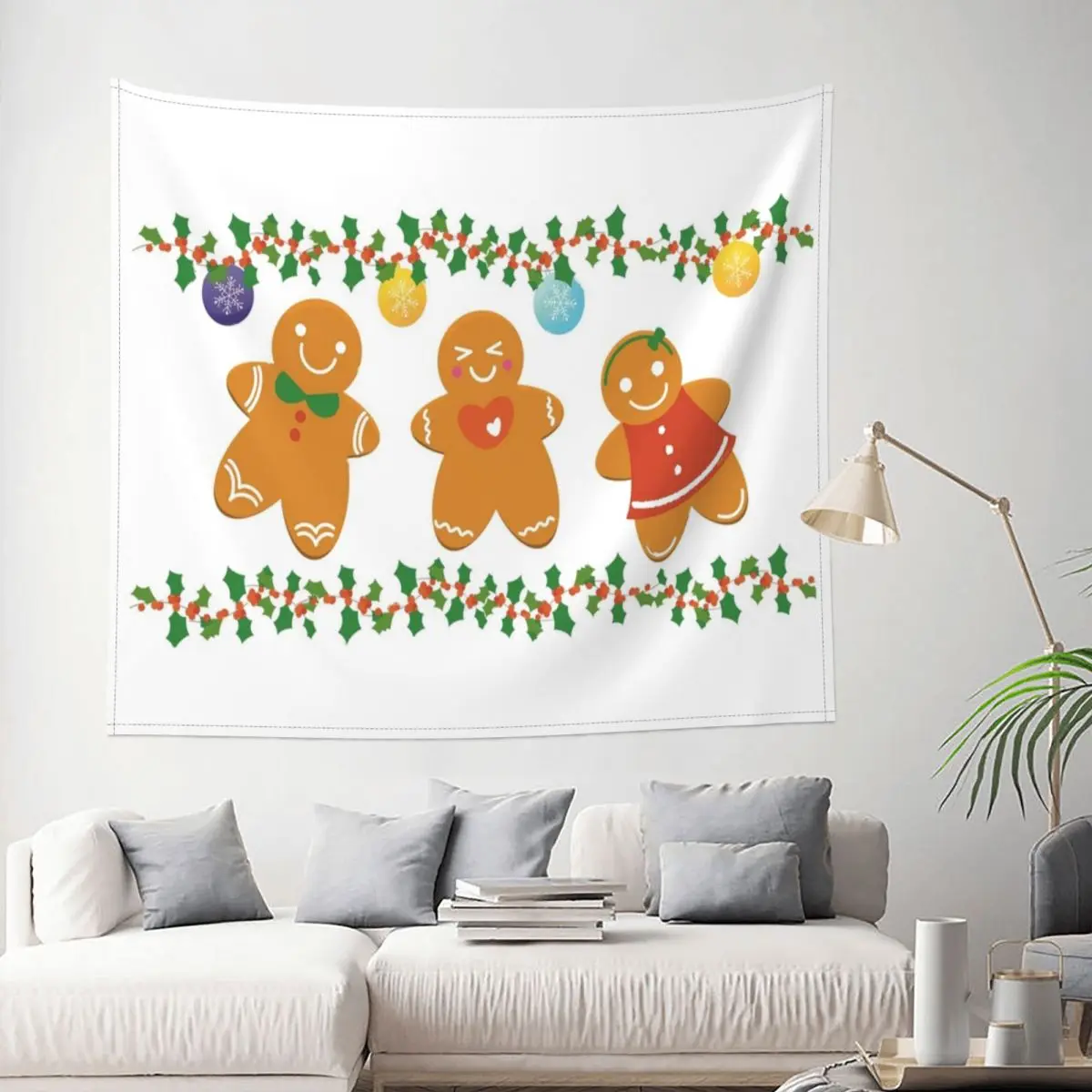 

Tapestry Gingerbread Cookies Christmas Santa Noel Decor Wall Room Home Decoration Hanging Living room Kawaii Cute Style