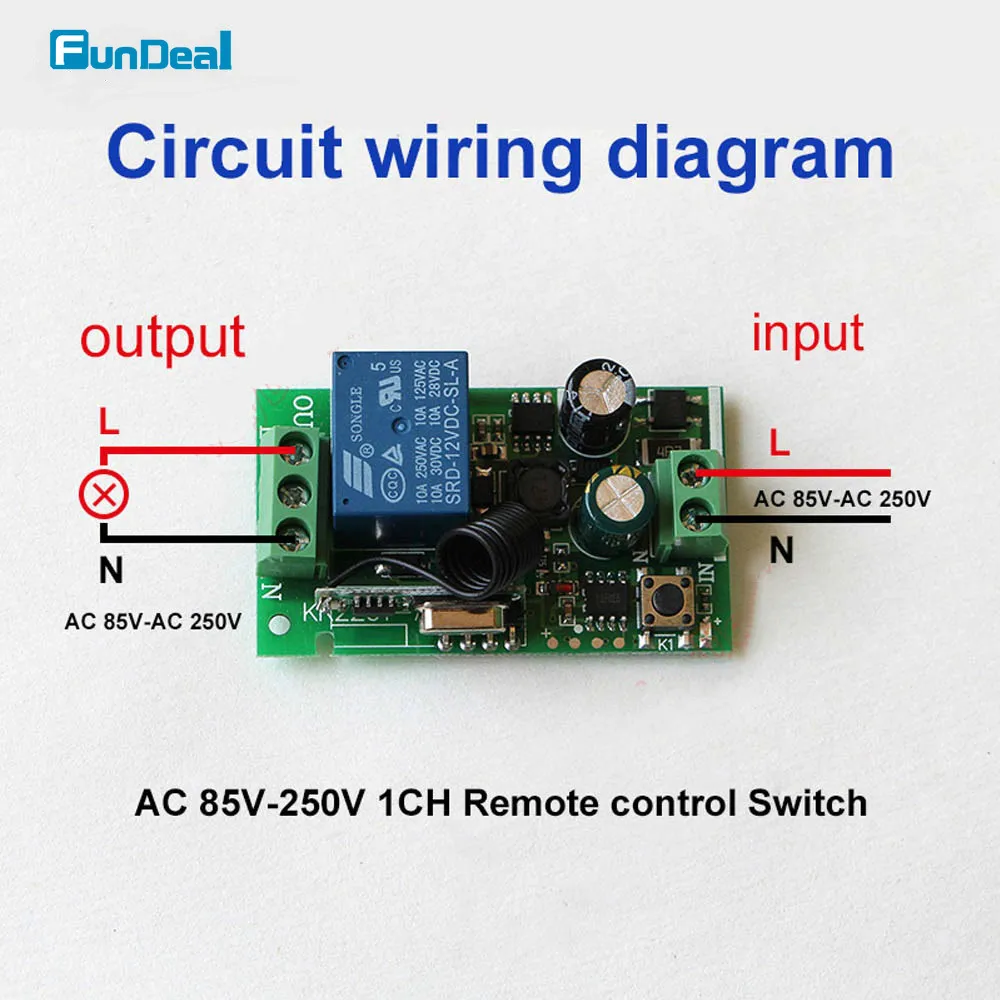 433Mhz Universal Wireless Remote Control Switch AC 110V 220V 1CH Relay Receiver Garage Door RF Transmitter Led Light Diy | Электроника