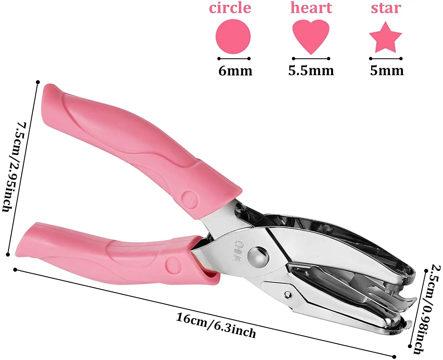 

1pchandheld Paper Punch Metal Single Hole With Soft Grip Circle Star Heart Hole For Diy Craft Tag Clothing Ticket Scrapbook Tool