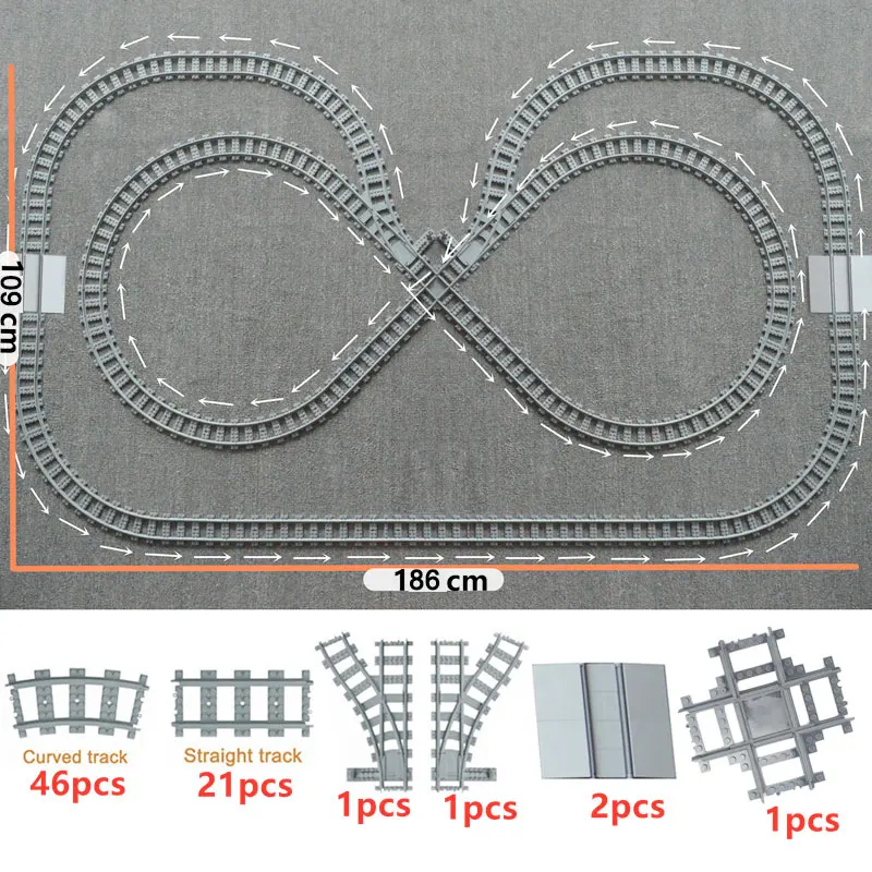 

Train Tracks Train Station Bus Stop City trein 4519 Cross Track Straight Curved Railway Station Building Block Brick Model Rails