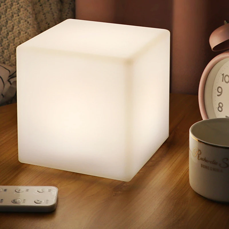 

Square Lamp Creative Cute Bedroom Bedside Remote Control Lamp USB Charging Eye Protection Led Night Light