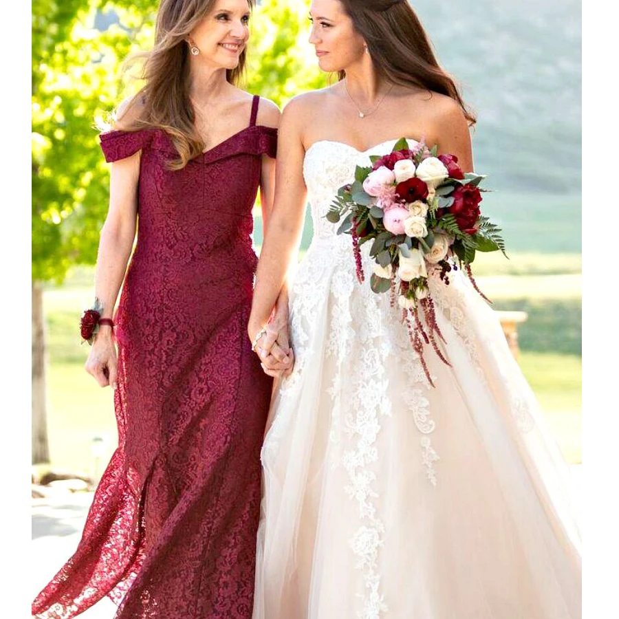 

Mother of the Bride Dresses 2020 Off the Shoulder Applique Lace Tulle Long Women Evening Party Gown Mother's vestidos de fiesta