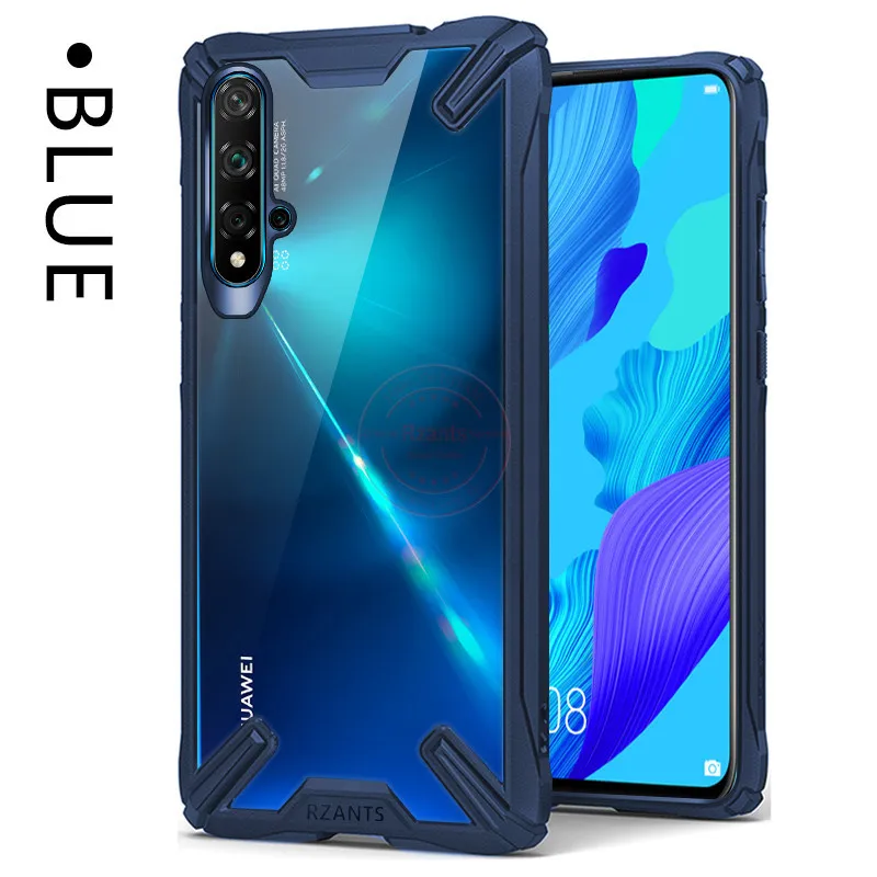 Blue Военная подушка безопасности, противоударный защитный чехол для huawei Nova 5 T/Honor 20 S, прозрачный акриловый PC+ TPU противоударный защитный чехол - Цвет: Blue