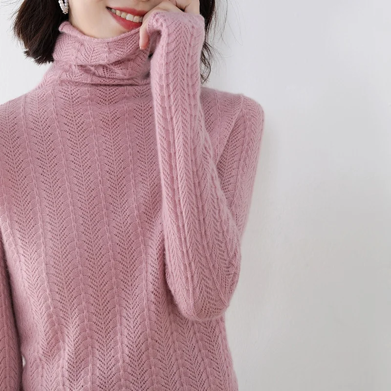 

Soft and Warm Sweaters for Woman Winter 100% Goat Cashmere Knitting Pullovers Turtleneck Long Sleeve Female Knitwears