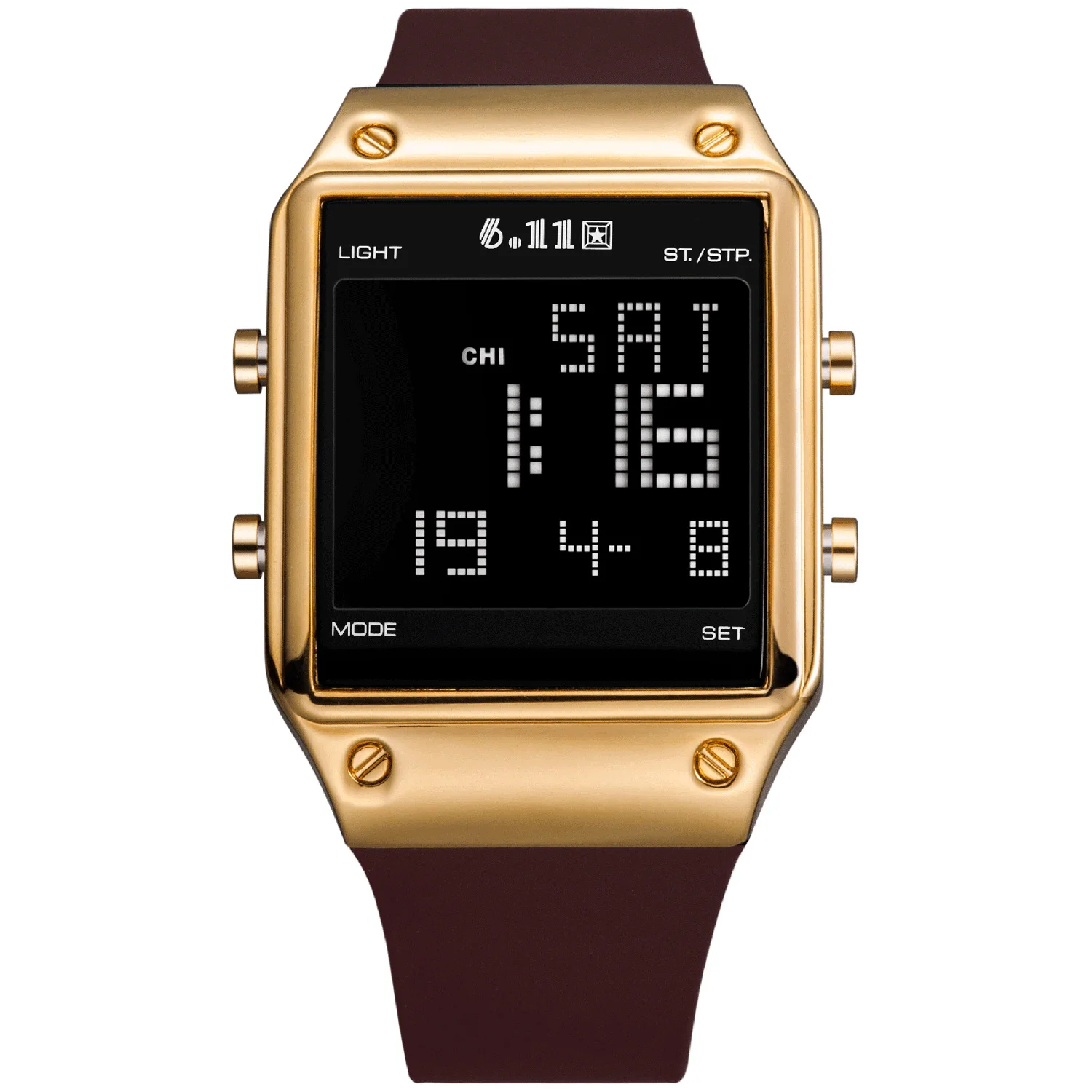 6.11 Men's Silicone Tape Multifunctional LCD Display Outdoor Watch Electronic Sports Waterproof Luminous |
