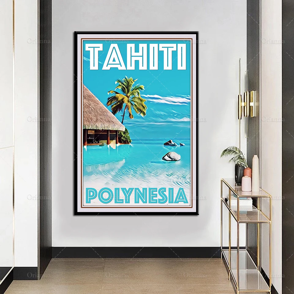 Ретро винтажный стильный постер для путешествий стиль Таити Полинезия искусство