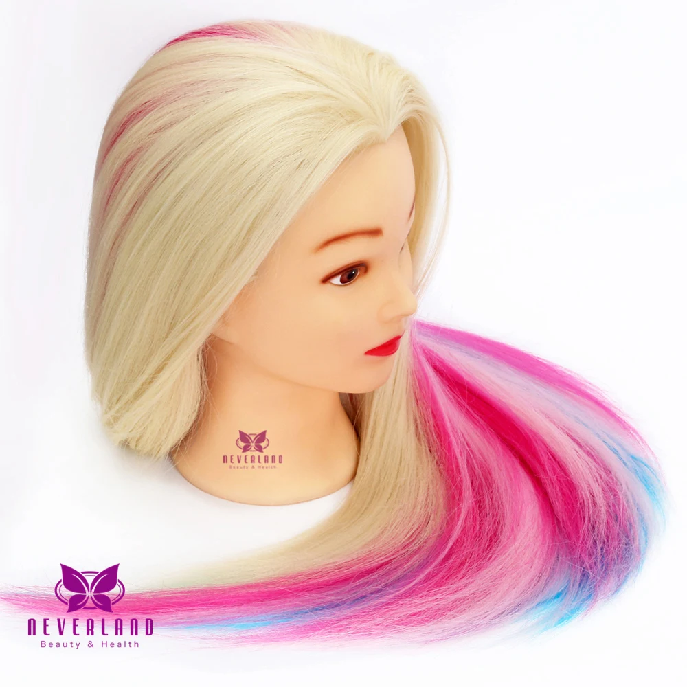 Радужная тренировочная голова для волос красочные волосы длинные плетеные