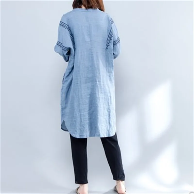 Новые модные блузки для женщин Длинная Верхняя одежда 2021 оверсайз из хлопка и