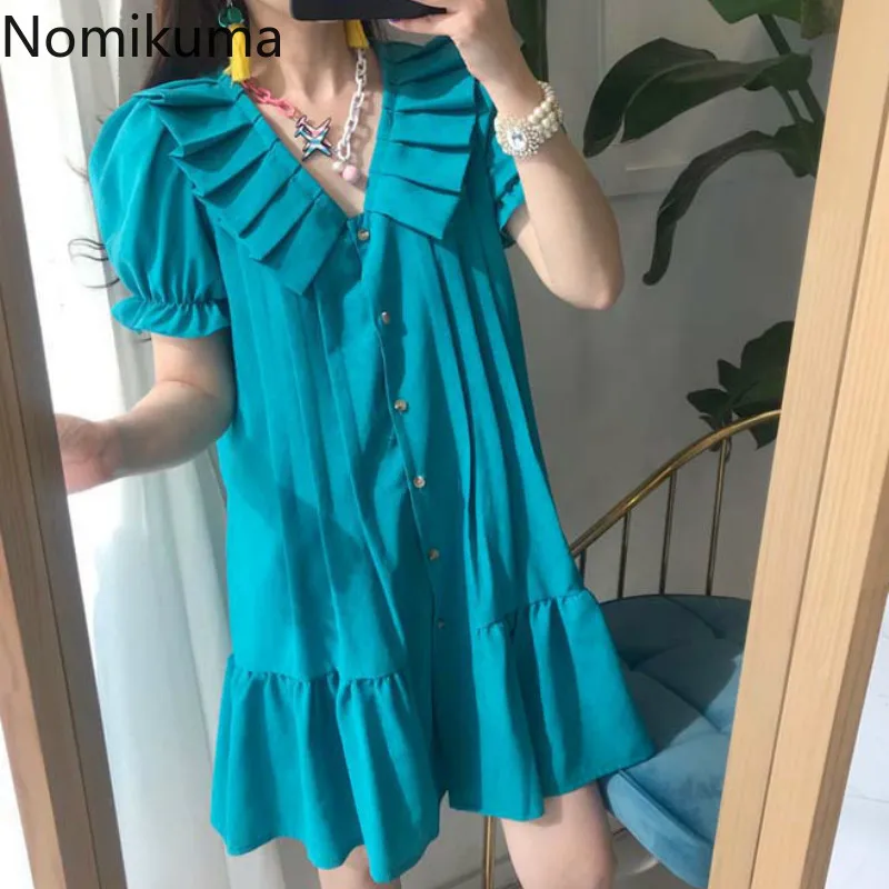 Фото Женское плиссированное платье Nomikuma однотонное повседневное Свободное с