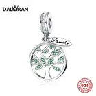 Бусины-шармы DALARAN 925 пробы серебряные в форме сердца для семейной жизни дерева, подвески серебряные 925 оригинальные подходят для браслета Pandora DIY