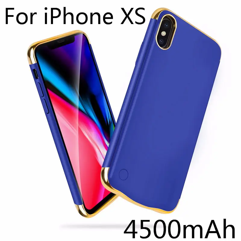 Для iPhone X XS зарядный чехол Капа тонкий обшивка противоударный чехол для зарядного устройства для iPhone XR XS Max перезаряжаемый внешний аккумулятор - Цвет: IXS-Blue