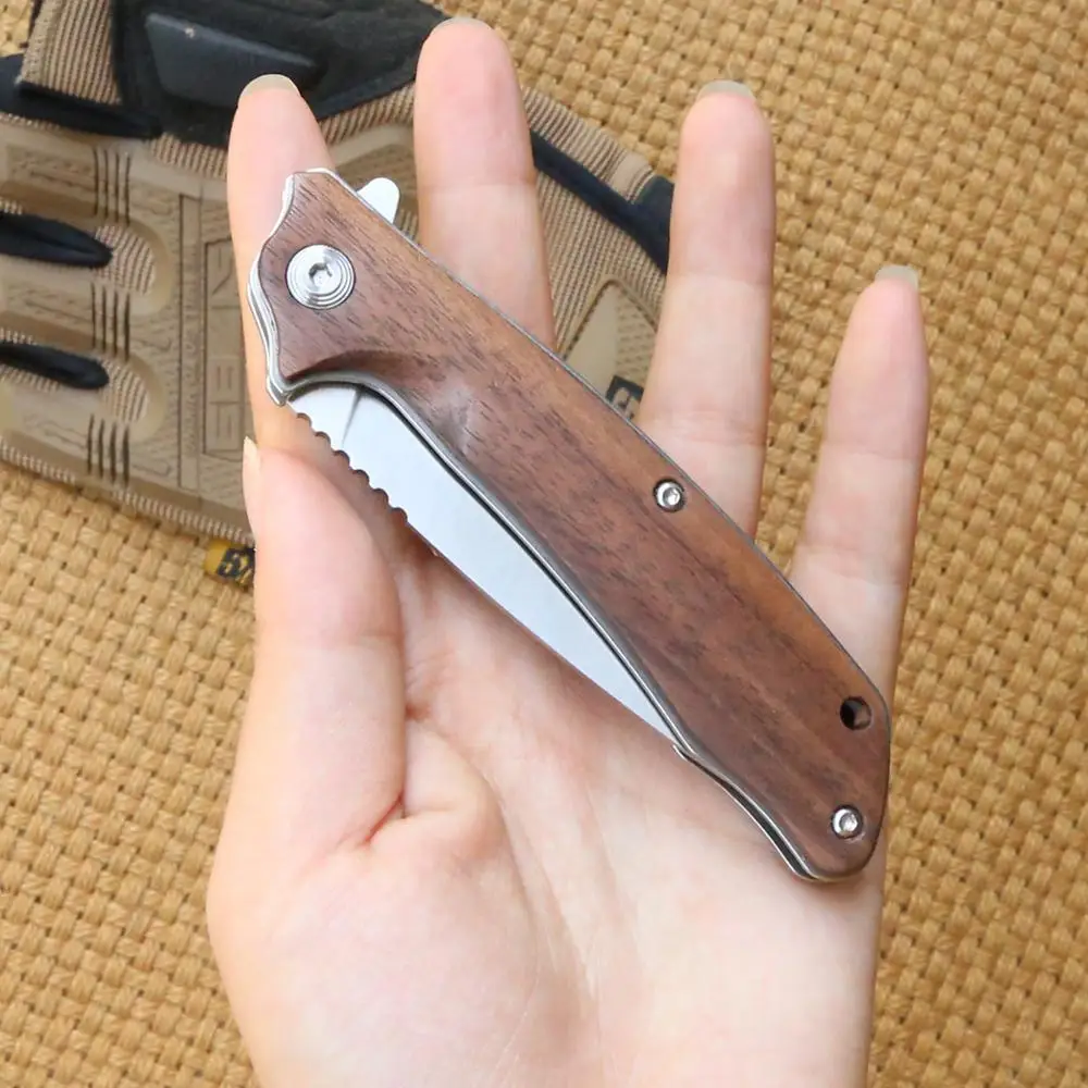ТИГЕНД ОЕМ малый складной нож с лезвием из 9cr18mov, рукояткой из дерева, карманный фруктовый нож для отдыха на природе, выживания, кемпинга, охоты, ЭДК инструменты on.