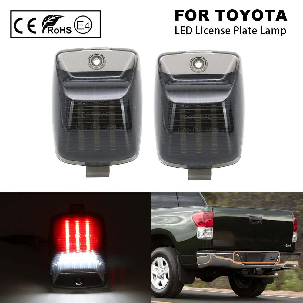 

2Pcs Car LED License Plate Lamp Lights Number Plate Light White+Red Light For TOYOTA Tacoma 2005-2015 Tundra 2000-2013