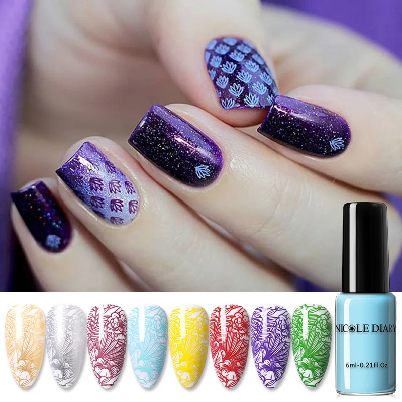 Николь молочный черный белый цвет стемпинг ногтей покрытие Лаки Золотой