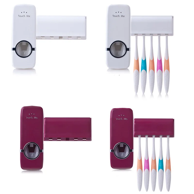 

Toothbrush Holder Bathroom Accessories Set Automatic Toothpaste Dispenser Holder Toothbrush Wall Mount Rack Bathroom Tools Set