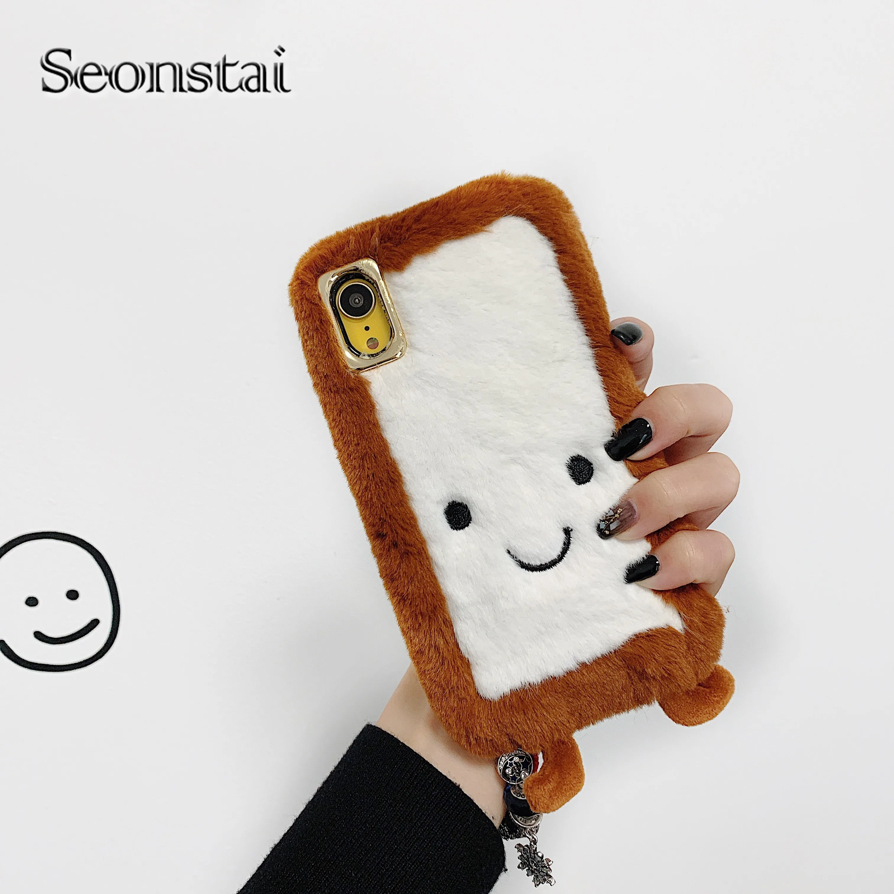 Ins корейский симпатичный чехол для телефона теплый Пушистый Плюшевый iphone 11