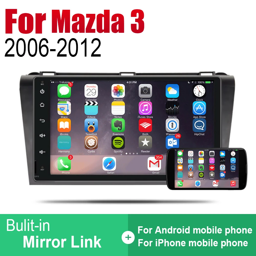 Для Mazda 3 2006 2007 2008 2009 2010 2011 2012 автомобильные аксессуары Android мультимедийный плеер GPS