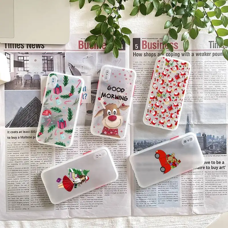 

Cartoon Merry Christmas Phone Case matte transparent For iphone 7 8 11 12 plus mini x xs xr pro max cover