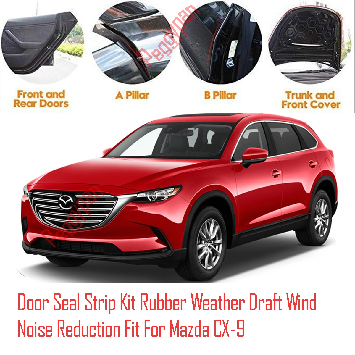 Door Seal Strip Kit Self Adhesive Window Engine Cover Soundproof Rubber Weather Draft Wind Noise Reduction Fit For Mazda CX-9