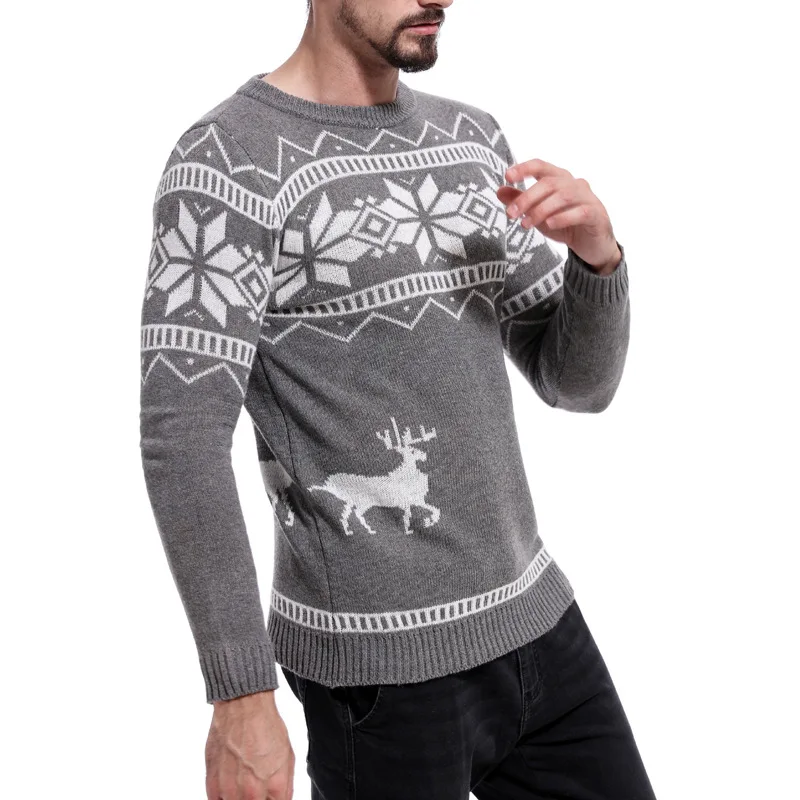 

2020 New Autumn Winter Christmas Warm Sweater Christmas Tree Deer Print Men Sweaters Casual O-neck Male Pullovers Slim Sweaters