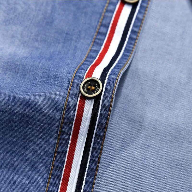 Летняя джинсовая рубашка с коротким рукавом Женская Классическая винтажная из