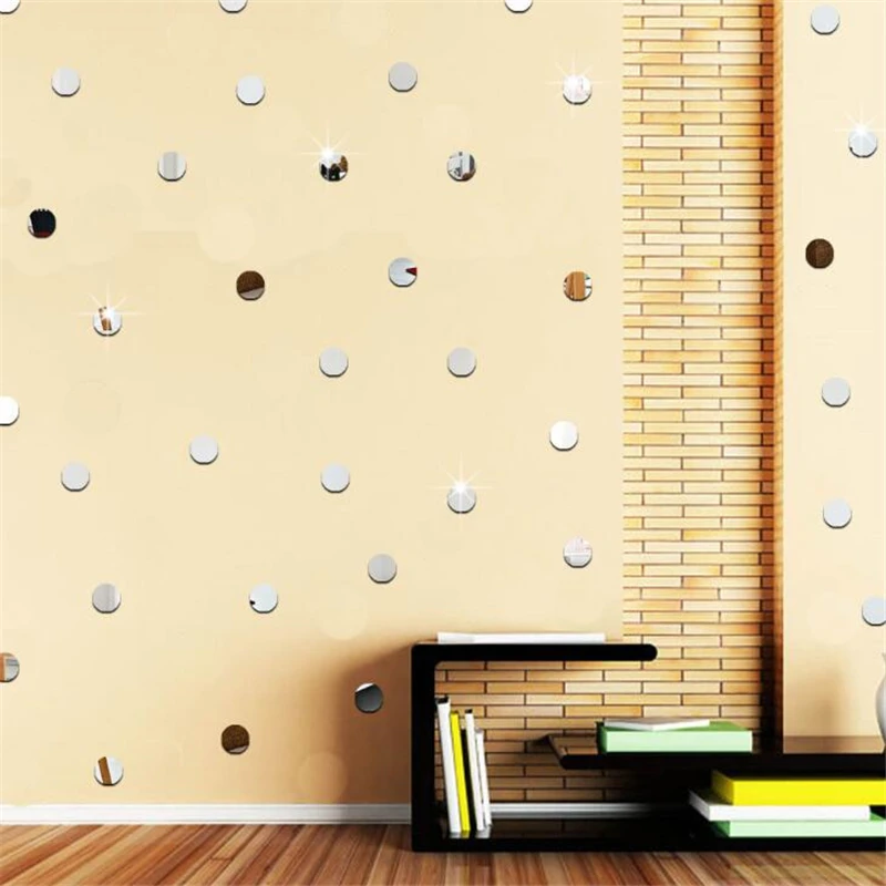 Modern Round Stickers Decal Mirror Effect Wall Background Home Decor(50/100pcs) New Creative Sticker For Livingroom | Дом и сад