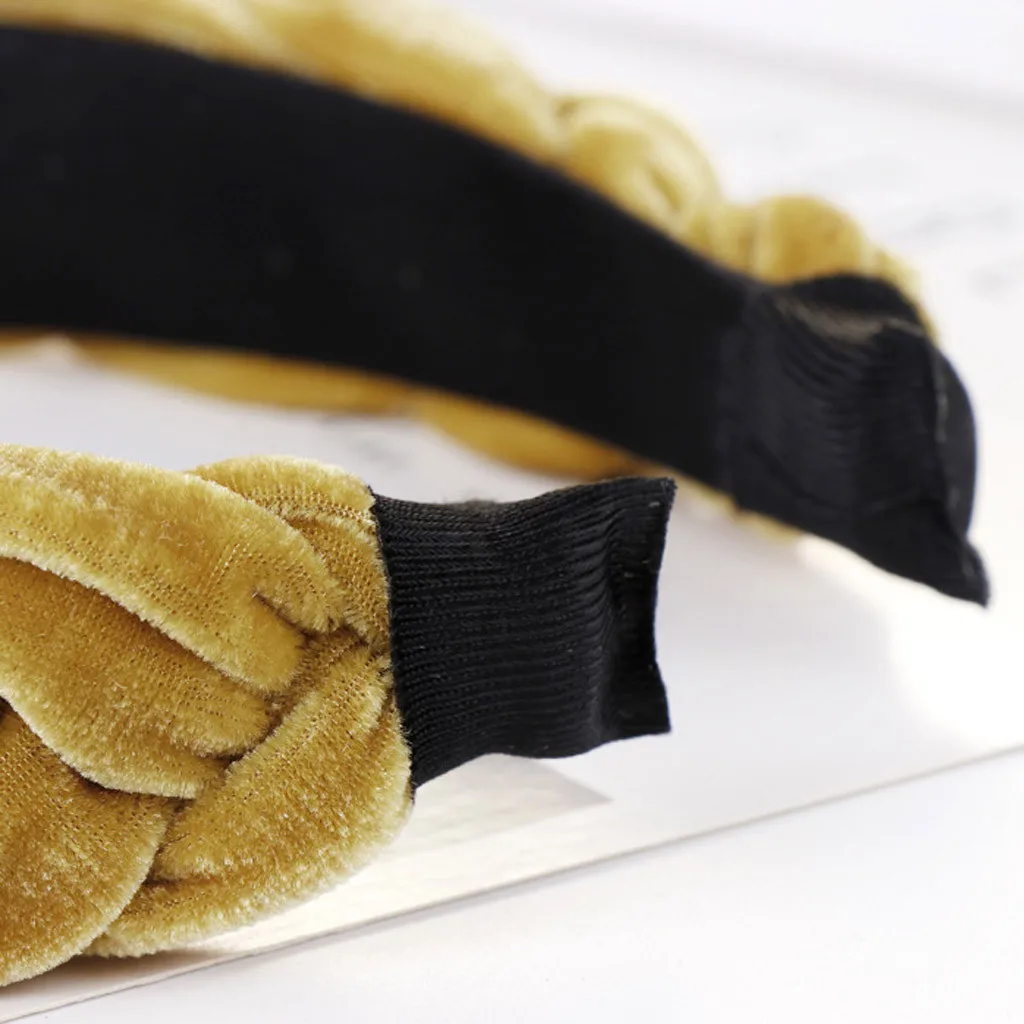 Модные женские Однотонные резинки для волос бархатная плетеная повязка женская