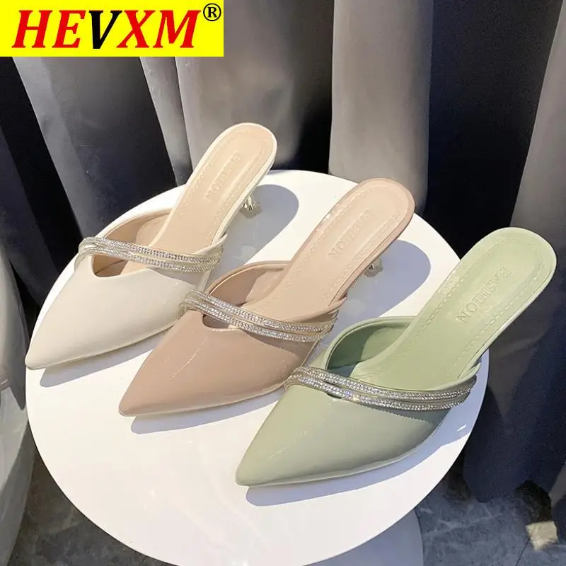 

Шлепанцы HEVXM женские, летняя обувь с закрытым носком, сланцы, модные туфли на тонком каблуке, с острым носком, Роскошные туфли-Желе, 2021