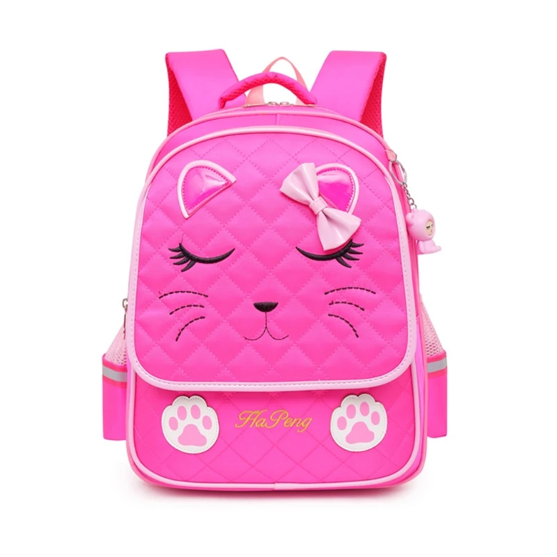 

Cat Face Nylon Backpack Primary School Bookbag Girls Book Bag Large Capacity